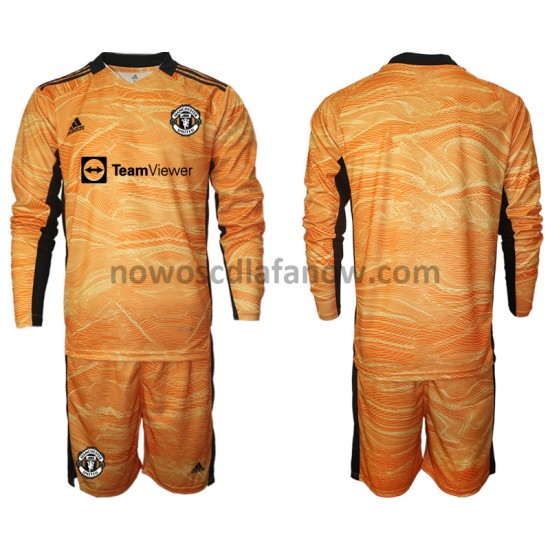 Koszulka Manchester United Bramkarskie Dziecięca Domowy Komplet 2021-2022 Długie Rękawy