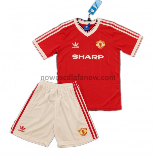 Koszulka Manchester United Retro Dziecięca Domowy Komplet 1984 Krótkie Rękawy