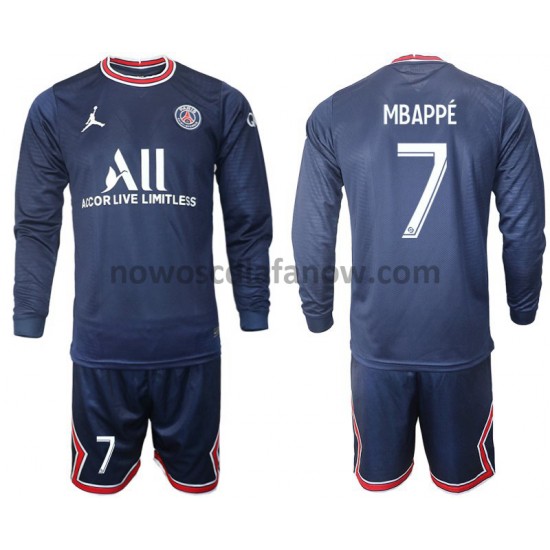 Koszulka Paris Saint-Germain Mbappé 7 Dziecięca Domowy Komplet 2021-2022 Długie Rękawy