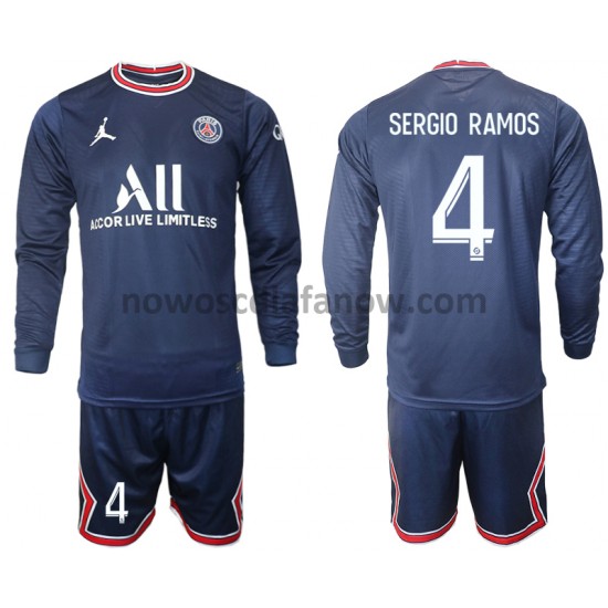 Koszulka Paris Saint-Germain Sergio Ramos 4 Dziecięca Domowy Komplet 2021-2022 Długie Rękawy