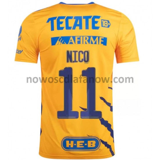Koszulka Tigres UANL Nico Lopez 11 Domowy Komplet 2021-2022 Krótkie Rękawy