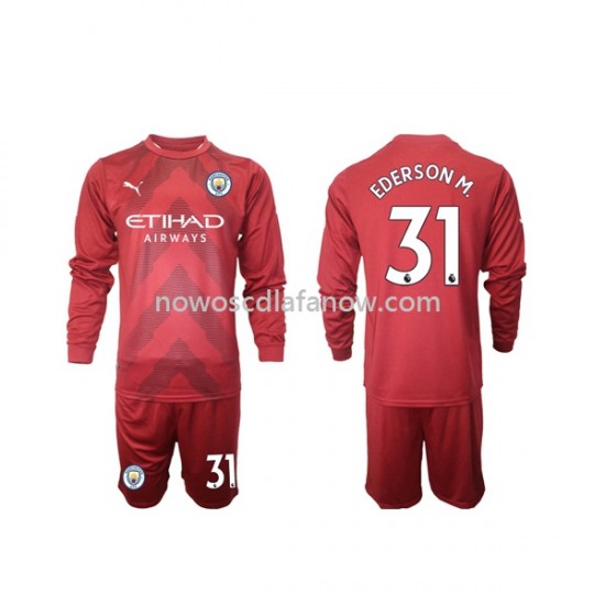 Koszulka Manchester City Ederson M 31 Bramkarskie Dziecięca Domowy Komplet 2022-2023 Długie Rękawy