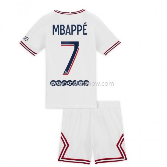 Koszulka Paris Saint-Germain Kylian Mbappé 7 Dziecięca Czwarty Komplet 2021-2022 Krótkie Rękawy