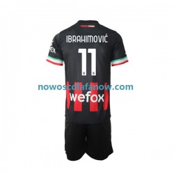 Koszulka AC Milan Ibrahimović 11 Dziecięca Domowy Komplet 2022-2023 Krótkie Rękawy
