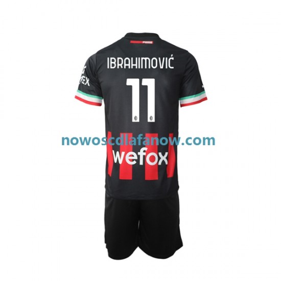 Koszulka AC Milan Ibrahimović 11 Dziecięca Domowy Komplet 2022-2023 Krótkie Rękawy