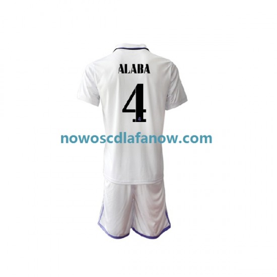 Koszulka Real Madryt David Alaba 4 Dziecięca Domowy Komplet 2022-2023 Krótkie Rękawy