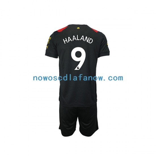 Koszulka Manchester City Haaland 9 Męska Dziecięca Wyjazdowy Komplet 2022-2023 Krótkie Rękawy