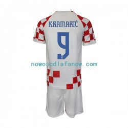 Koszulka Reprezentacja Chorwacji Kramaric 9 Dziecięca Domowy Komplet World Cup 2022 Krótkie Rękawy