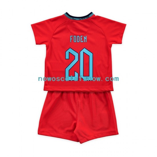 Koszulka Reprezentacja Anglii Foden 20 Dziecięca Wyjazdowy Komplet World Cup 2022 Krótkie Rękawy