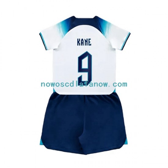 Koszulka Reprezentacja Anglii Kane 9 Dziecięca Domowy Komplet World Cup 2022 Krótkie Rękawy