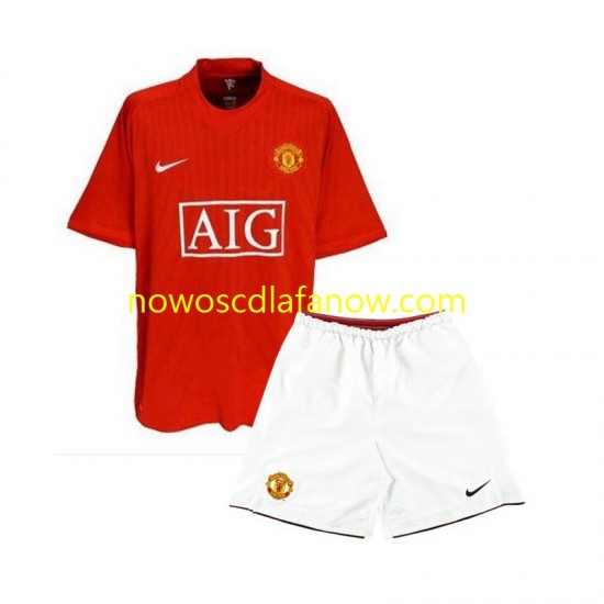 Koszulka Manchester United 2007 Retro Dziecięca Domowy Komplet Krótkie Rękawy